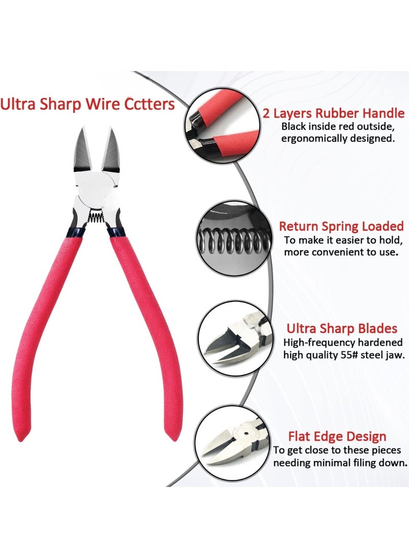 سالاب قواطع أسلاك، قواطع جانبية، قواطع أسلاك دايكس، قواطع قطرية بمقبض أحمر مانع للانزلاق، كماشة قطع الأسلاك، قواطع أسلاك زنبركية للمجوهرات والحرف اليدوية، ربطات الكابلات - Image 3